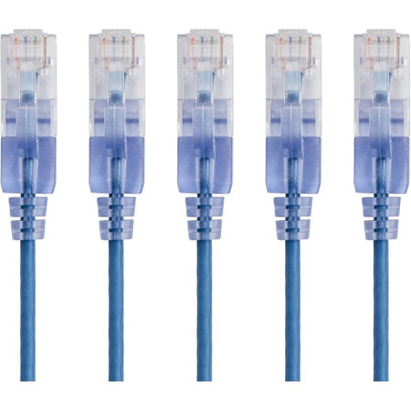 Monoprice 5-Pack, SlimRun Cat6A Ethernet Network Patch Cable, 10ft Blue - 15142