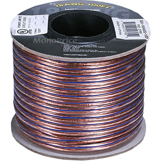 Monoprice Choice Series 18AWG Oxygen-Free Pure Bare Copper Speaker Wire, 100ft - 2795