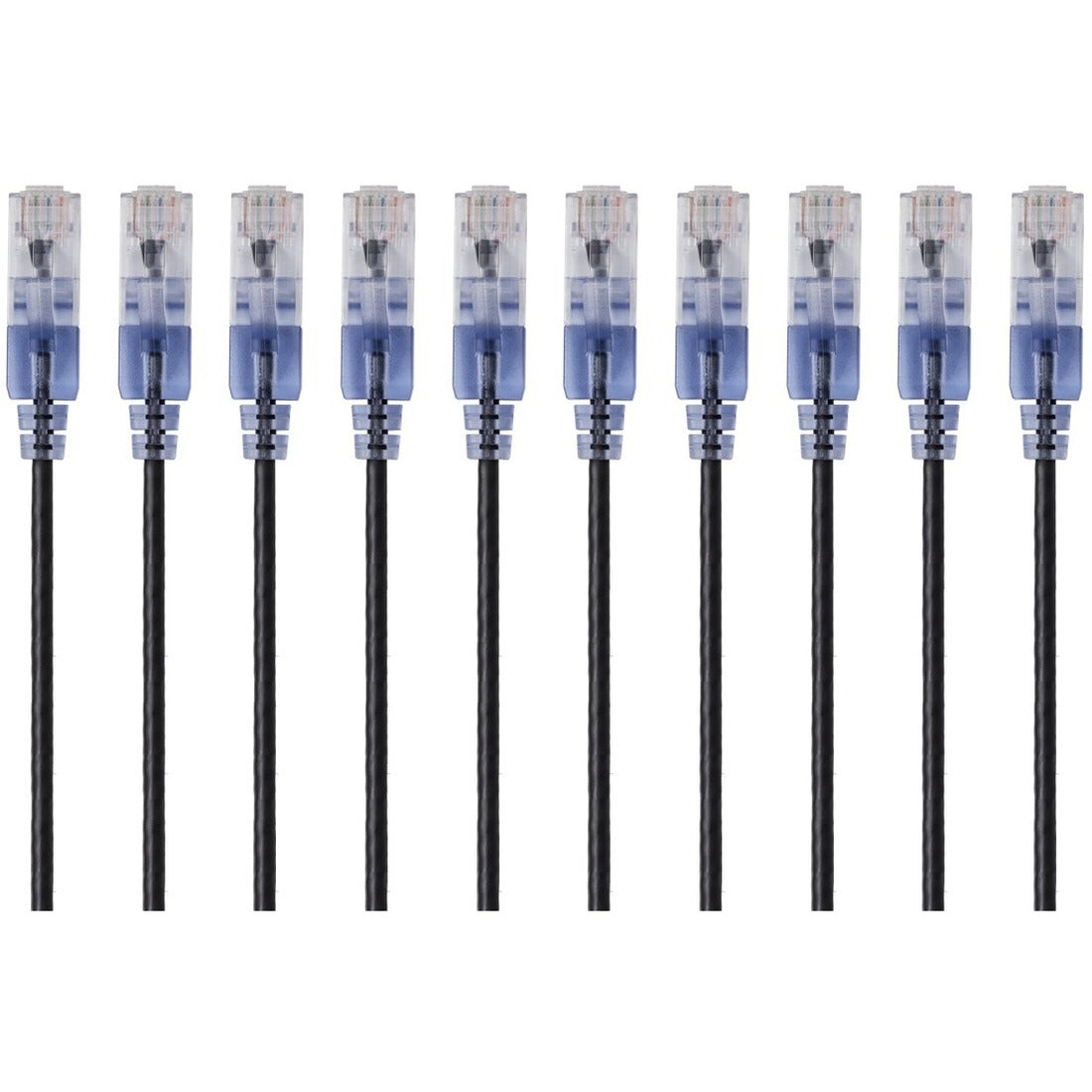 Monoprice 10-Pack, SlimRun Cat6A Ethernet Network Patch Cable, 1ft Black - 15149