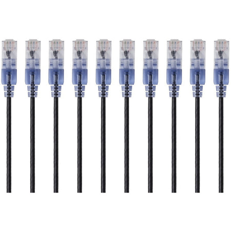 Monoprice 10-Pack, SlimRun Cat6A Ethernet Network Patch Cable, 1ft Black - 15149