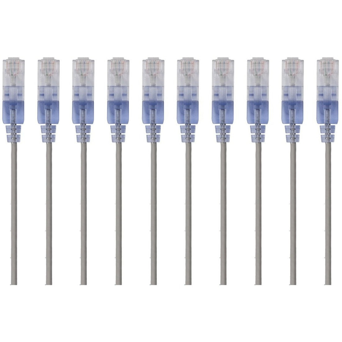 Monoprice 10-Pack, SlimRun Cat6A Ethernet Network Patch Cable, 1ft Gray - 15151
