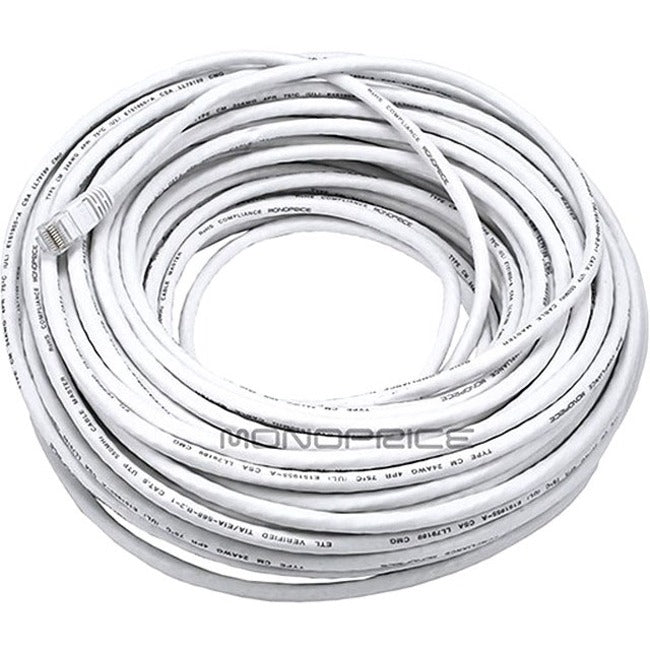 Monoprice Cat5e 24AWG UTP Ethernet Network Patch Cable, 100ft White - 148