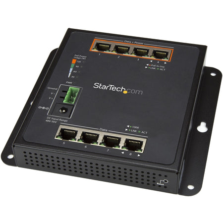 StarTech.com Industrial 8 Port Gigabit PoE Switch, 4 x PoE+ 30W, Power Over Ethernet GbE Layer/L2 Managed Network Switch -40C to +75C, TAA - IES81GPOEW