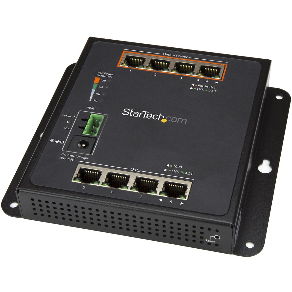 StarTech.com Industrial 8 Port Gigabit PoE Switch, 4 x PoE+ 30W, Power Over Ethernet GbE Layer/L2 Managed Network Switch -40C to +75C, TAA - IES81GPOEW