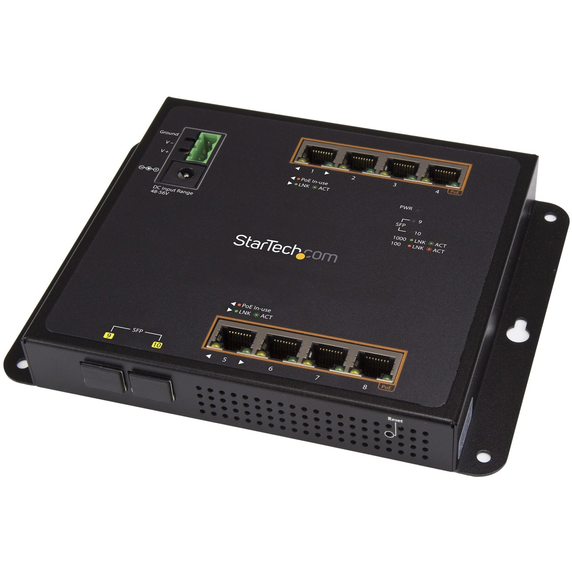 StarTech.com Industrial 8 Port Gigabit PoE+ Switch w/2 SFP MSA Slots 30W Layer/L2 Switch Managed Ethernet Network Switch IP-30/-40C to 75C - IES101GP2SFW