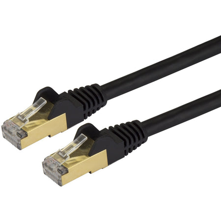 StarTech.com 8ft CAT6a Ethernet Cable - 10 Gigabit Category 6a Shielded Snagless 100W PoE Patch Cord - 10GbE Black UL Certified Wiring/TIA - C6ASPAT8BK