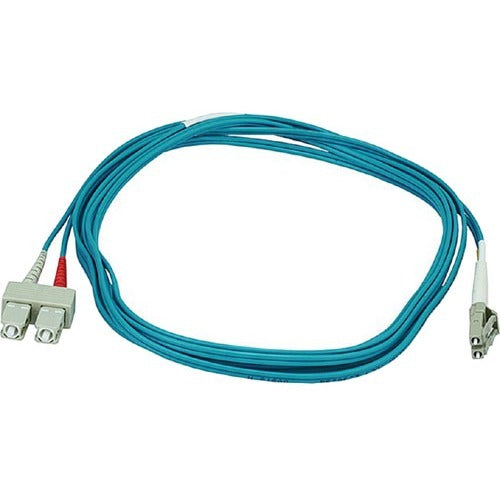 Monoprice 10Gb Fiber Optic Cable, LC/SC, Multi Mode, Duplex - 3 Meter (50/125 Type) - Aqua - 6392