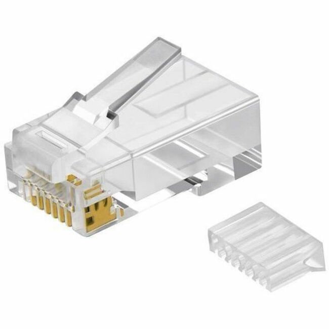 Monoprice Cat6 RJ45 Modular Plugs w/Inserts for Round Solid/Stranded Cable,50u,Clear,100pk - 7266