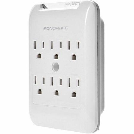 Monoprice 6 Outlet Power Surge Protector Slim Wall Tap - 540 Joules - 9196