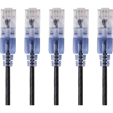 Monoprice 5-Pack, SlimRun Cat6A Ethernet Network Patch Cable, 14ft Black - 15145