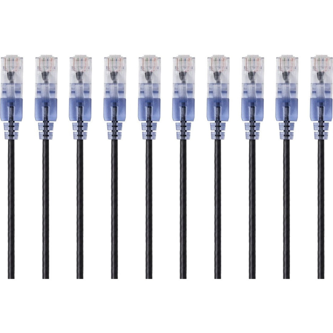 Monoprice 10-Pack, SlimRun Cat6A Ethernet Network Patch Cable, 3ft Black - 15153