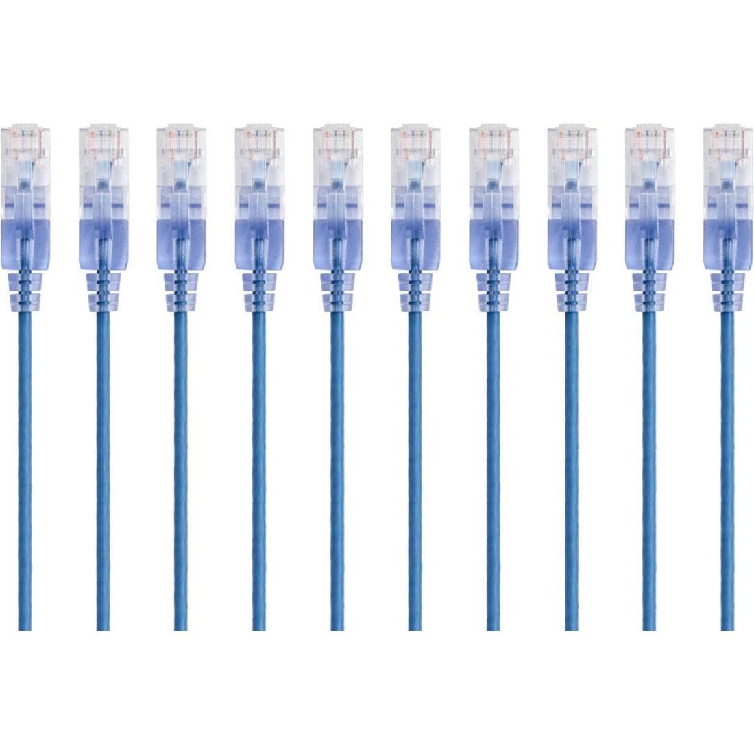 Monoprice 10-Pack, SlimRun Cat6A Ethernet Network Patch Cable, 3ft Blue - 15154