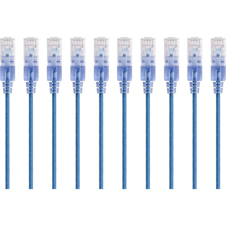 Monoprice 10-Pack, SlimRun Cat6A Ethernet Network Patch Cable, 3ft Blue - 15154
