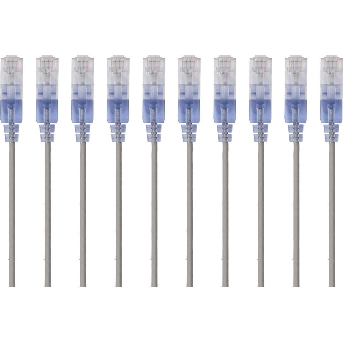 Monoprice 10-Pack, SlimRun Cat6A Ethernet Network Patch Cable, 3ft Gray - 15155