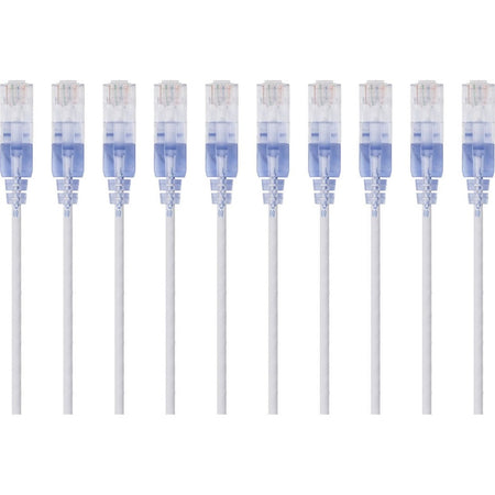 Monoprice 10-Pack, SlimRun Cat6A Ethernet Network Patch Cable, 3ft White - 15156