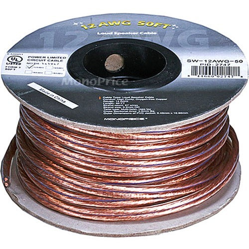 Monoprice Choice Series 12AWG Oxygen-Free Pure Bare Copper Speaker Wire, 50ft - 2747