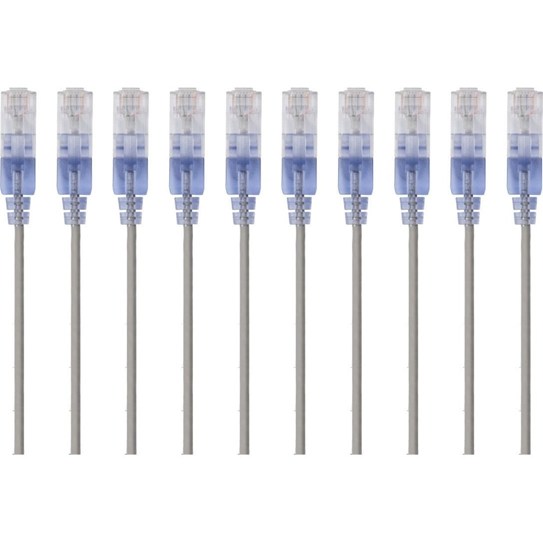 Monoprice 10-Pack, SlimRun Cat6A Ethernet Network Patch Cable, 5ft Gray - 15159