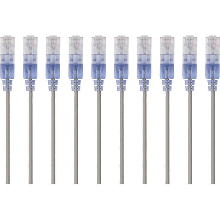 Monoprice 10-Pack, SlimRun Cat6A Ethernet Network Patch Cable, 5ft Gray - 15159