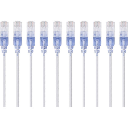 Monoprice 10-Pack,SlimRun Cat6A Ethernet Network Patch Cable, 5ft White - 15160