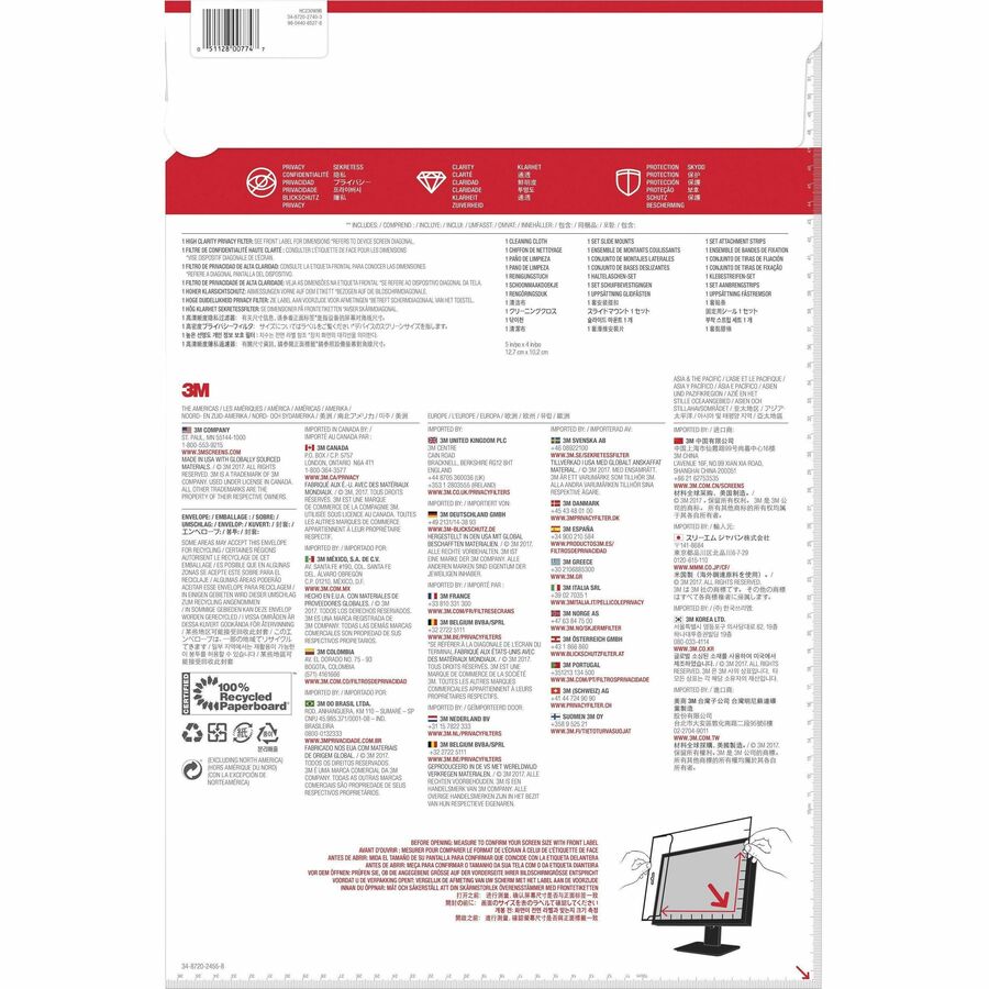 3M&trade; High Clarity Privacy Filter for 23in Monitor, 16:9, HC230W9B - HC230W9B