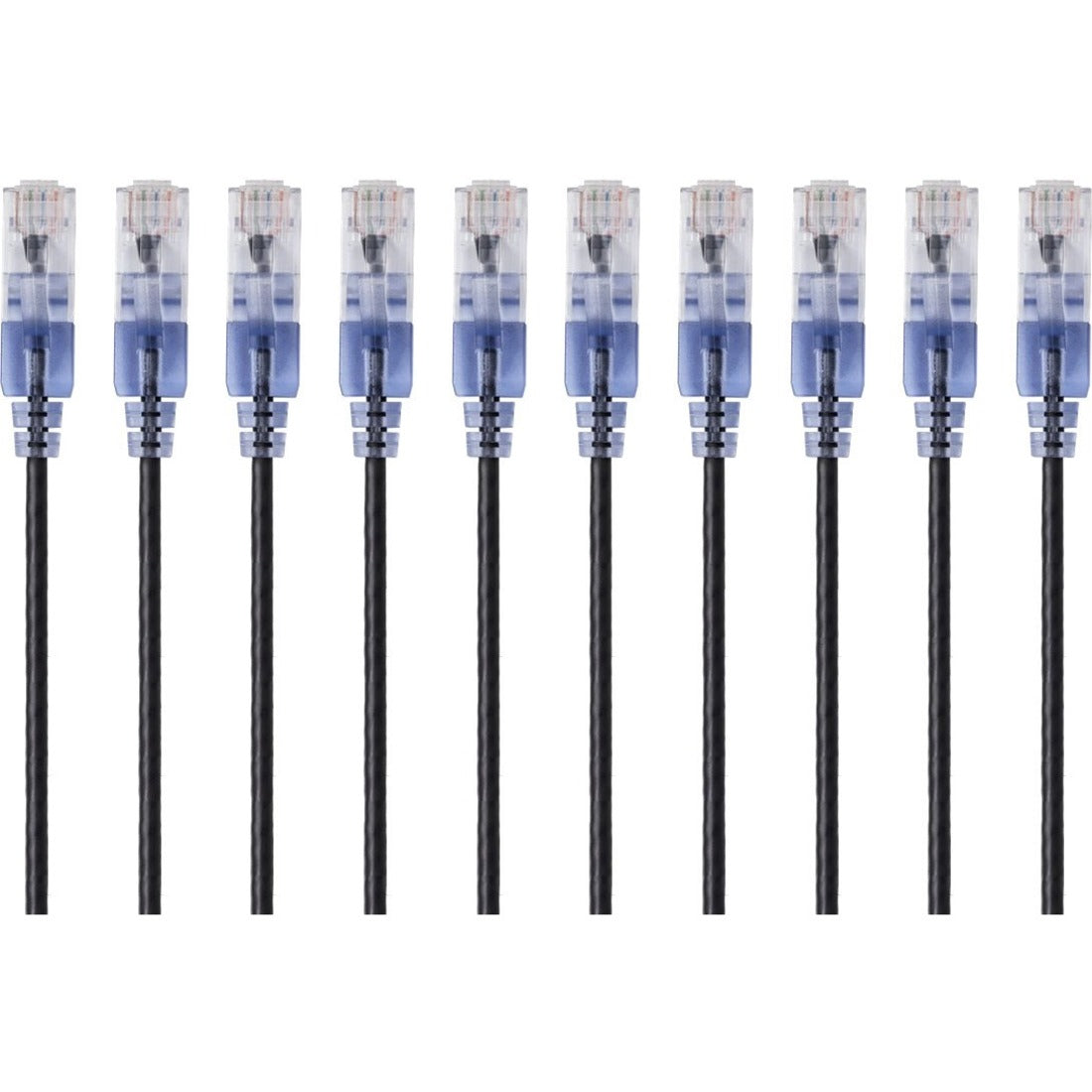 Monoprice 10-Pack, SlimRun Cat6A Ethernet Network Patch Cable, 7ft Black - 15161