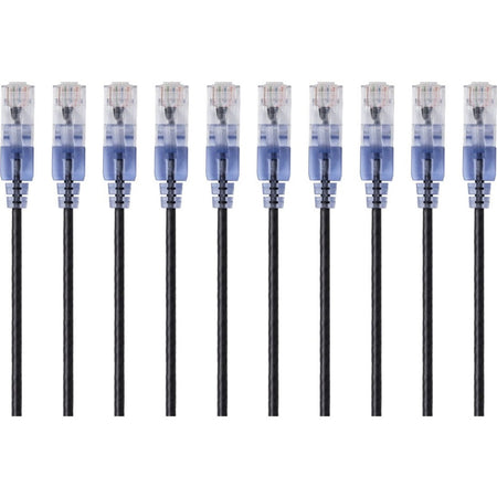 Monoprice 10-Pack, SlimRun Cat6A Ethernet Network Patch Cable, 7ft Black - 15161