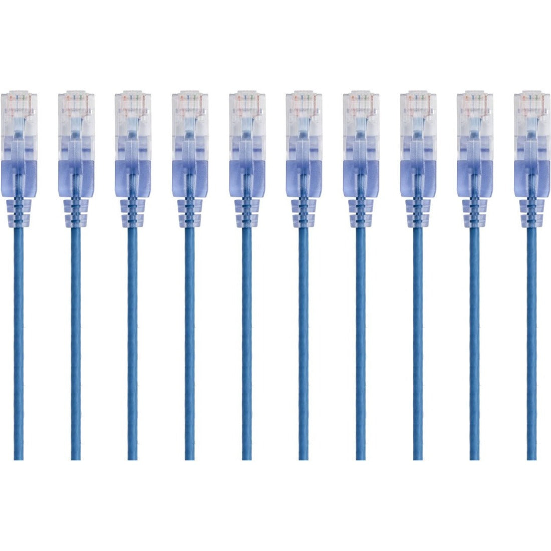 Monoprice 10-Pack, SlimRun Cat6A Ethernet Network Patch Cable, 7ft Blue - 15162