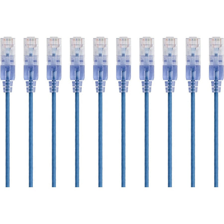 Monoprice 10-Pack, SlimRun Cat6A Ethernet Network Patch Cable, 7ft Blue - 15162