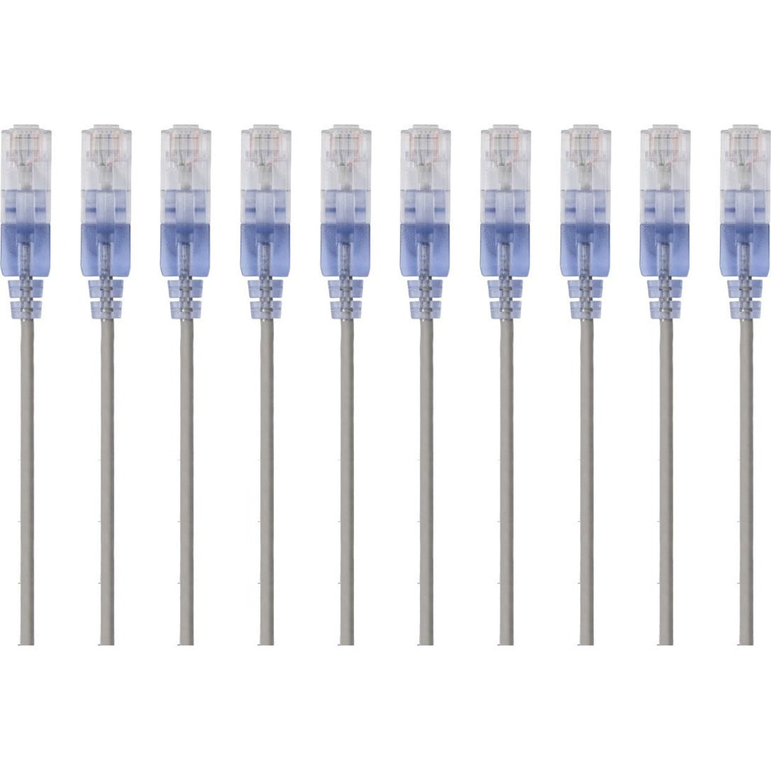 Monoprice 10-Pack, SlimRun Cat6A Ethernet Network Patch Cable, 7ft Gray - 15163