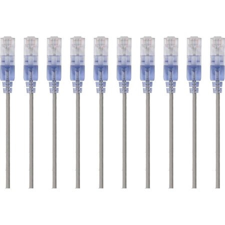 Monoprice 10-Pack, SlimRun Cat6A Ethernet Network Patch Cable, 7ft Gray - 15163