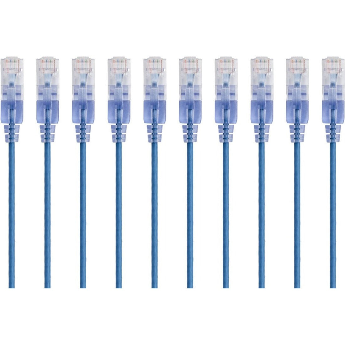 Monoprice 10-Pack, SlimRun Cat6A Ethernet Network Patch Cable, 10ft Blue - 15166