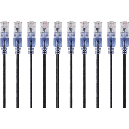 Monoprice 10-Pack, SlimRun Cat6A Ethernet Network Patch Cable, 14ft Black - 15169
