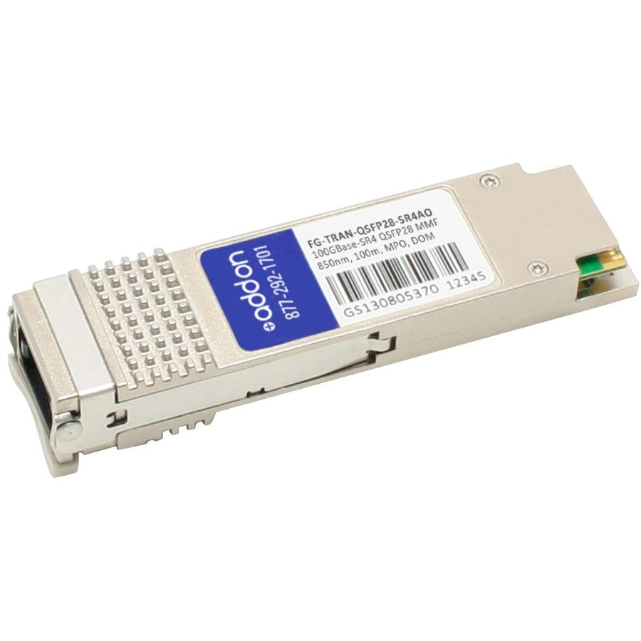 AddOn Fortinet FG-TRAN-QSFP28-SR4 Compatible 100GBase-SR QSFP28 Transceiver (MMF, 850nm, 100m, MPO, DOM) - FG-TRAN-QSFP28-SR4AO