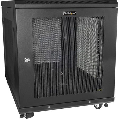 StarTech.com 12U 19" Server Rack Cabinet 4 Post Adjustable Depth 2-30" w/Casters/Cable Management/1U Shelf, Locking Doors and Side Panels - RK1233BKM