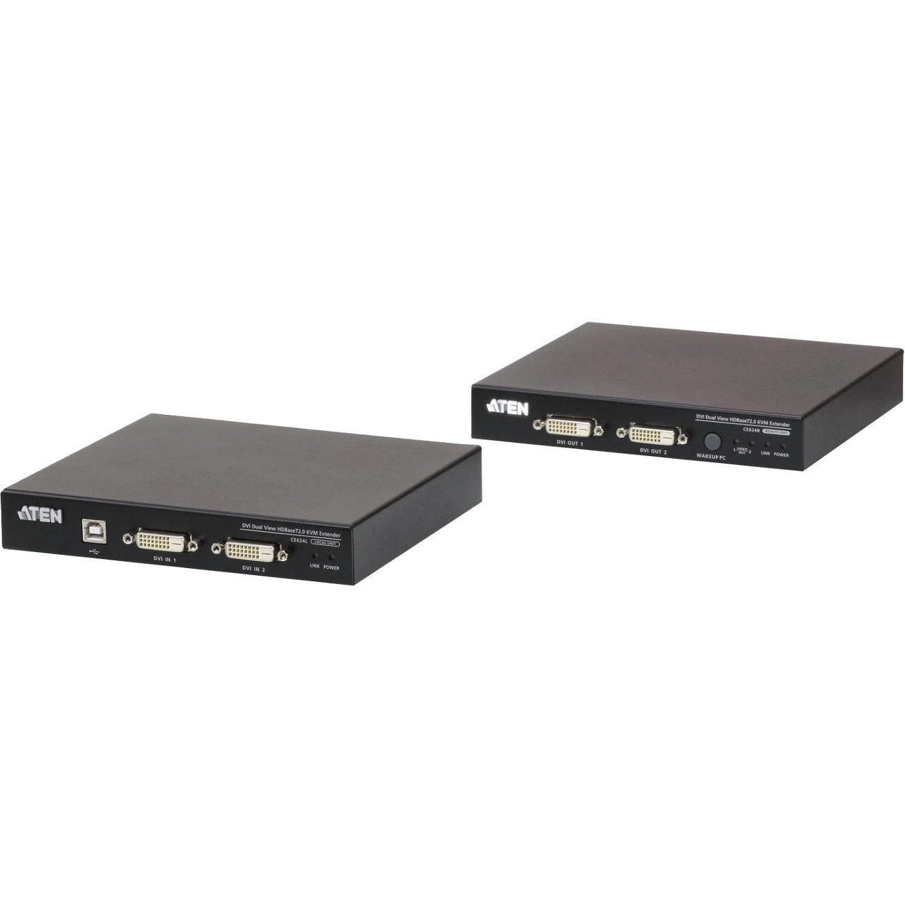 ATEN USB DVI Dual View HDBaseT 2.0 KVM Extender (1920 x 1200 @100 m)-TAA Compliant - CE624