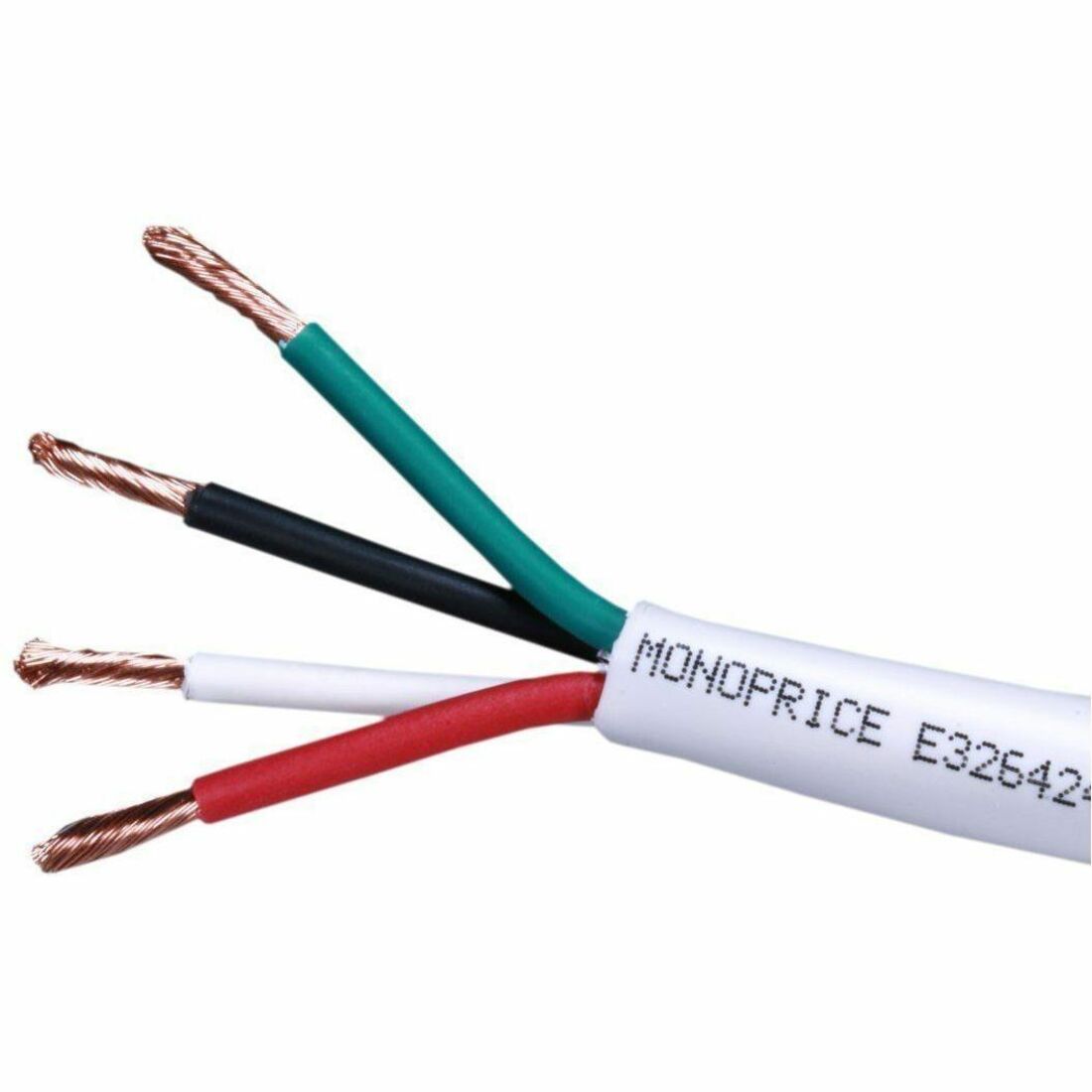 Monoprice Speaker Wire, CL2 Rated, 4-Conductor, 18AWG, 1000ft, White - 16077