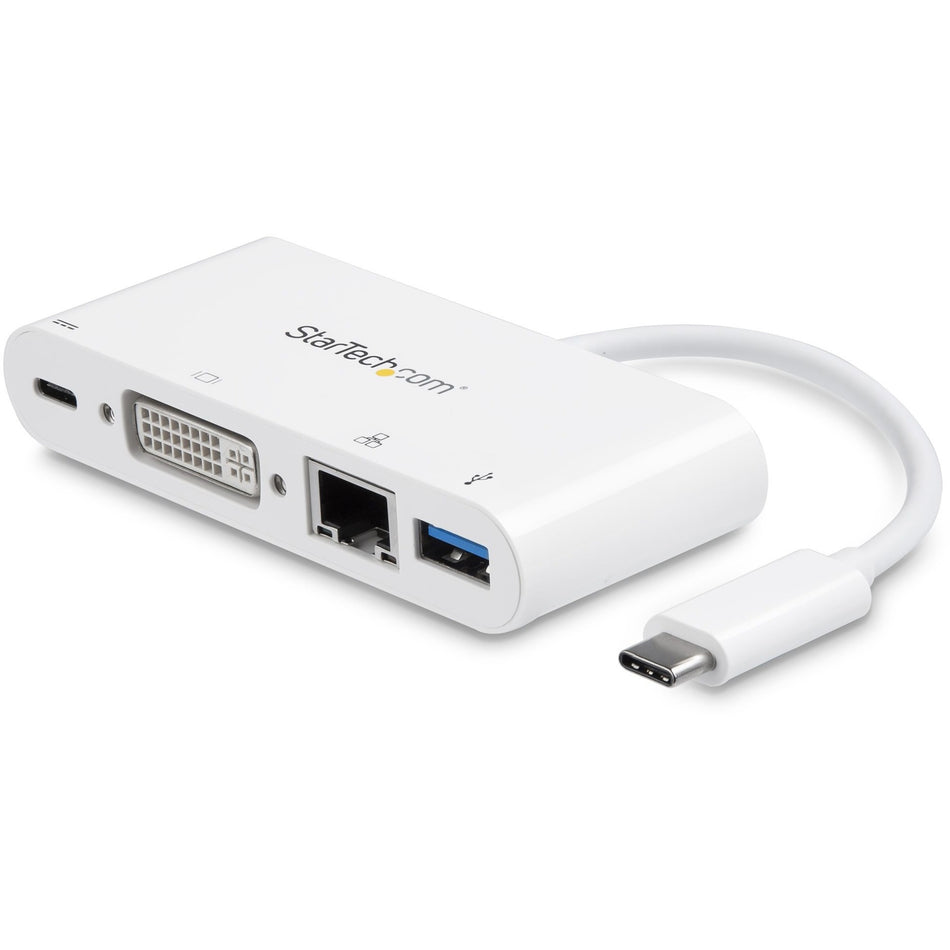 StarTech.com USB C Multiport Adapter to DVI-D (Digital) Video - 60W PD Passthrough/GbE/USB-A - Portable USB Type-C/Thunderbolt 3 Mini Dock - DKT30CDVPD