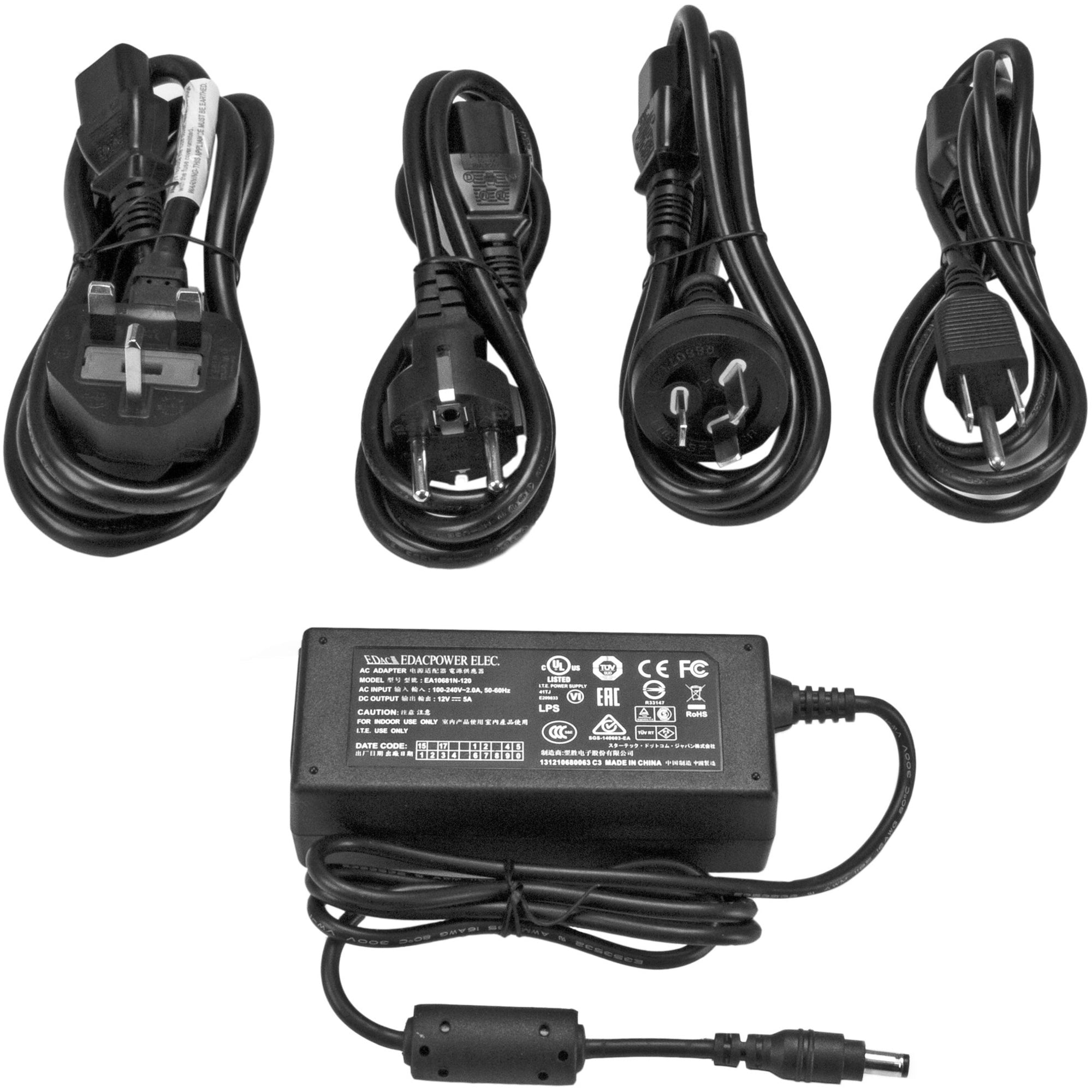 StarTech.com Replacement 12V DC Power Adapter - 12 Volts 5 Amps - SVA12M5NA