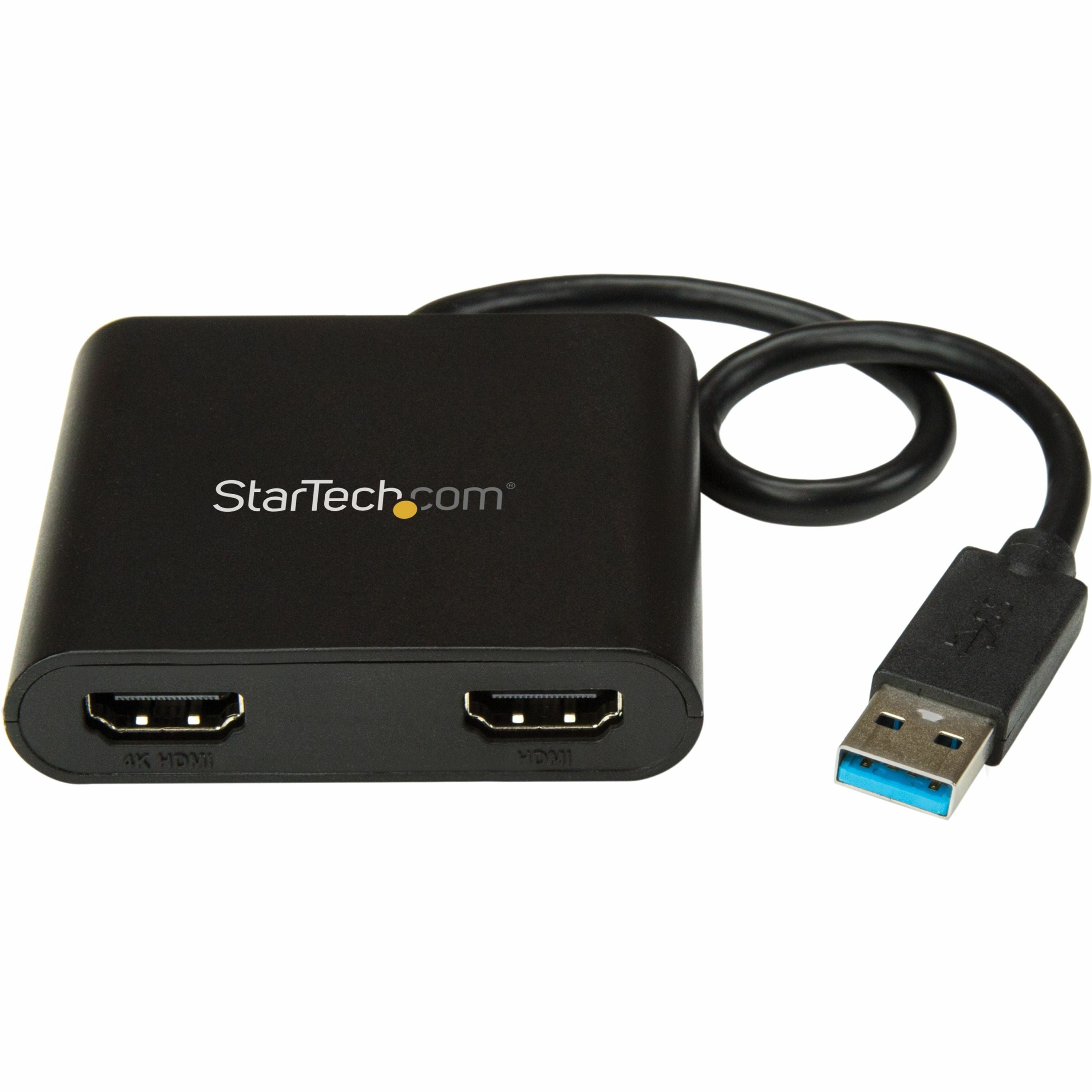 StarTech.com USB 3.0 to Dual HDMI Adapter, 1x 4K & 1x 1080p, External Graphics Card, USB Type-A Dual Monitor Display Adapter, Windows Only - USB32HD2