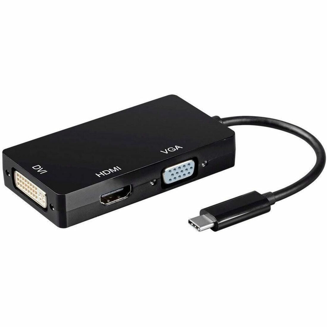 Monoprice USB-C to 4K HDMI Single Link DVI and VGA Passive Adapter Black - 21607