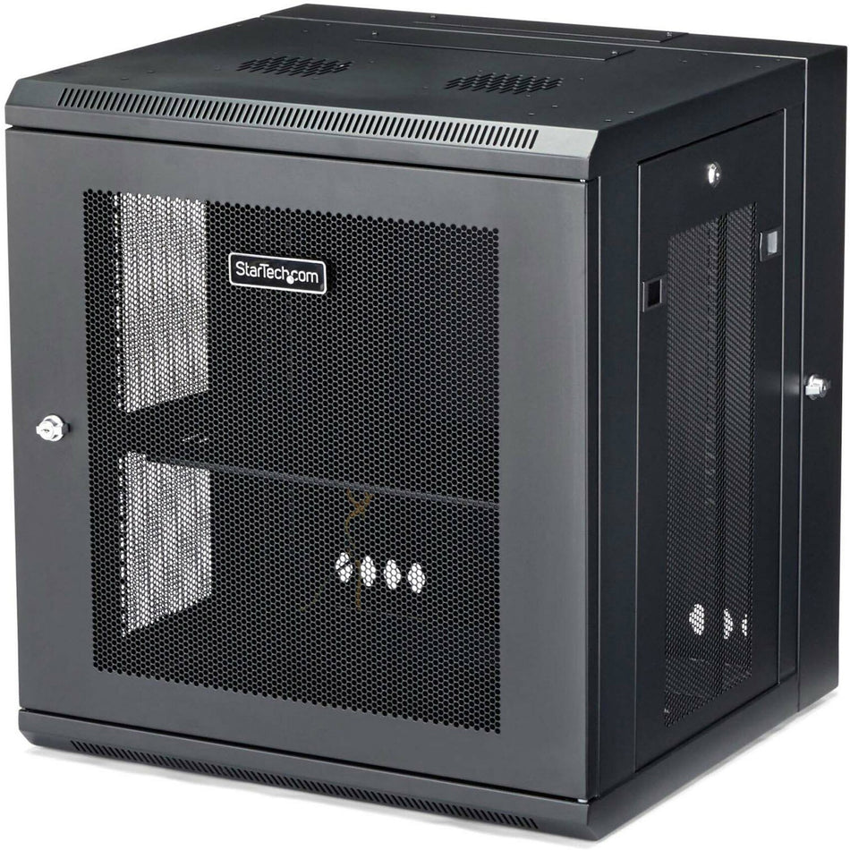 StarTech.com 4-Post 12U Wall Mount Network Cabinet, 19" Hinged Wall-Mounted Server Rack for IT Equipment, Flexible Lockable Rack Enclosure - RK12WALHM