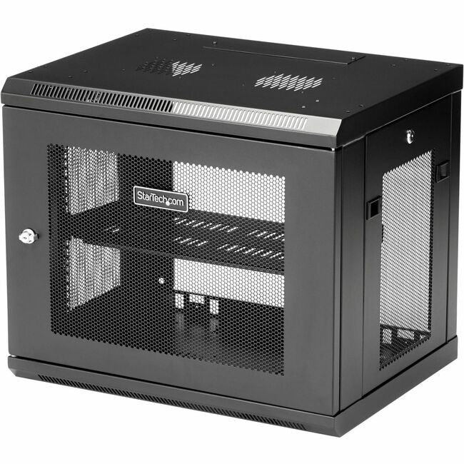 StarTech.com 2-Post 9U Wall Mount Network Cabinet, 19" Wall-Mounted Server Rack for Data / IT Equipment, Small Lockable Rack Enclosure - RK9WALM