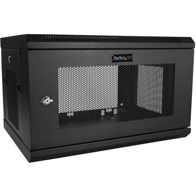 StarTech.com 2-Post 6U Wall Mount Network Cabinet, 19" Wall-Mounted Server Rack for Data / IT Equipment, Small Lockable Rack Enclosure - RK616WALM