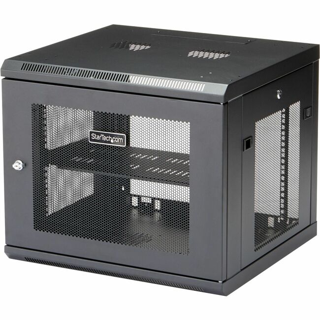 StarTech.com 4-Post 9U Wall Mount Network Cabinet, 19" Wall-Mounted Server Rack for Data / Computer Equipment, Small IT Rack Enclosure - RK920WALM