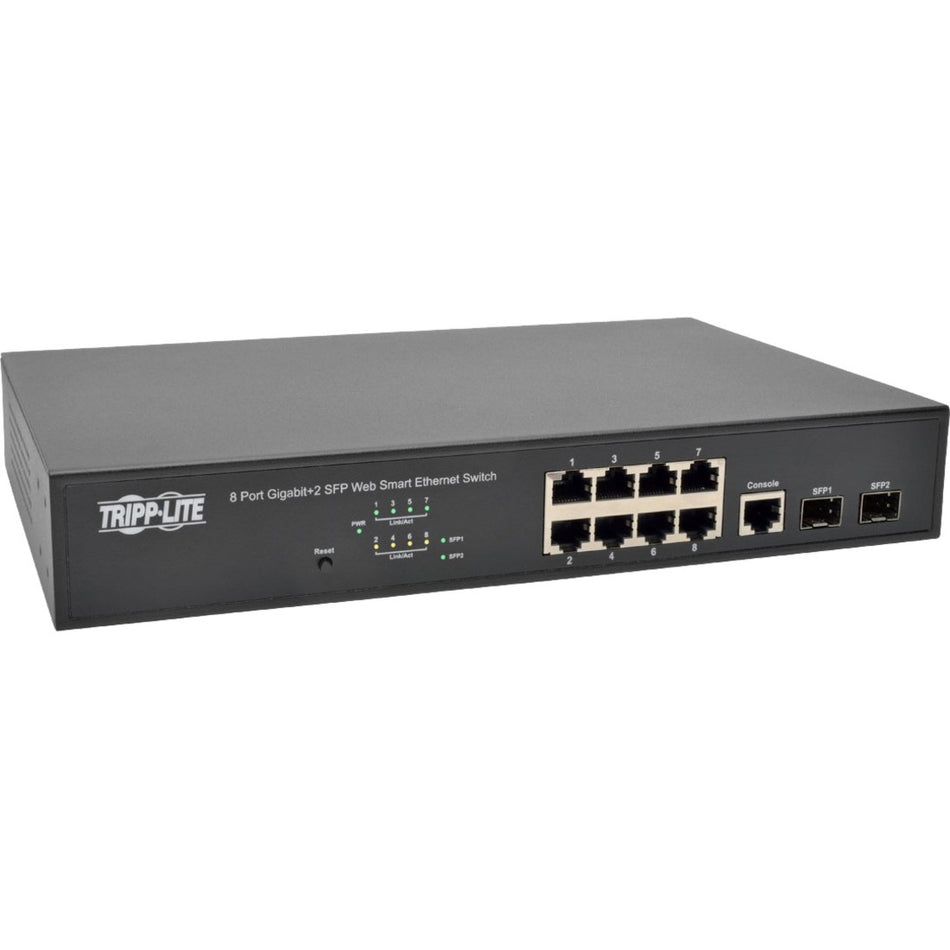 Tripp Lite by Eaton 8 10/100/1000Mbps Port Gigabit L2 Web-Smart Managed Switch, 2 Dedicated Gigabit SFP Slots, 20 Gbps, Web Interface - NGS8C2