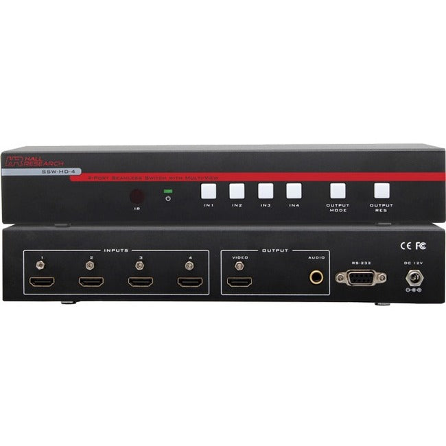 Hall Research 4-Input HDMI Seamless Switch with Real-time Multiview Modes - SSW-HD-4