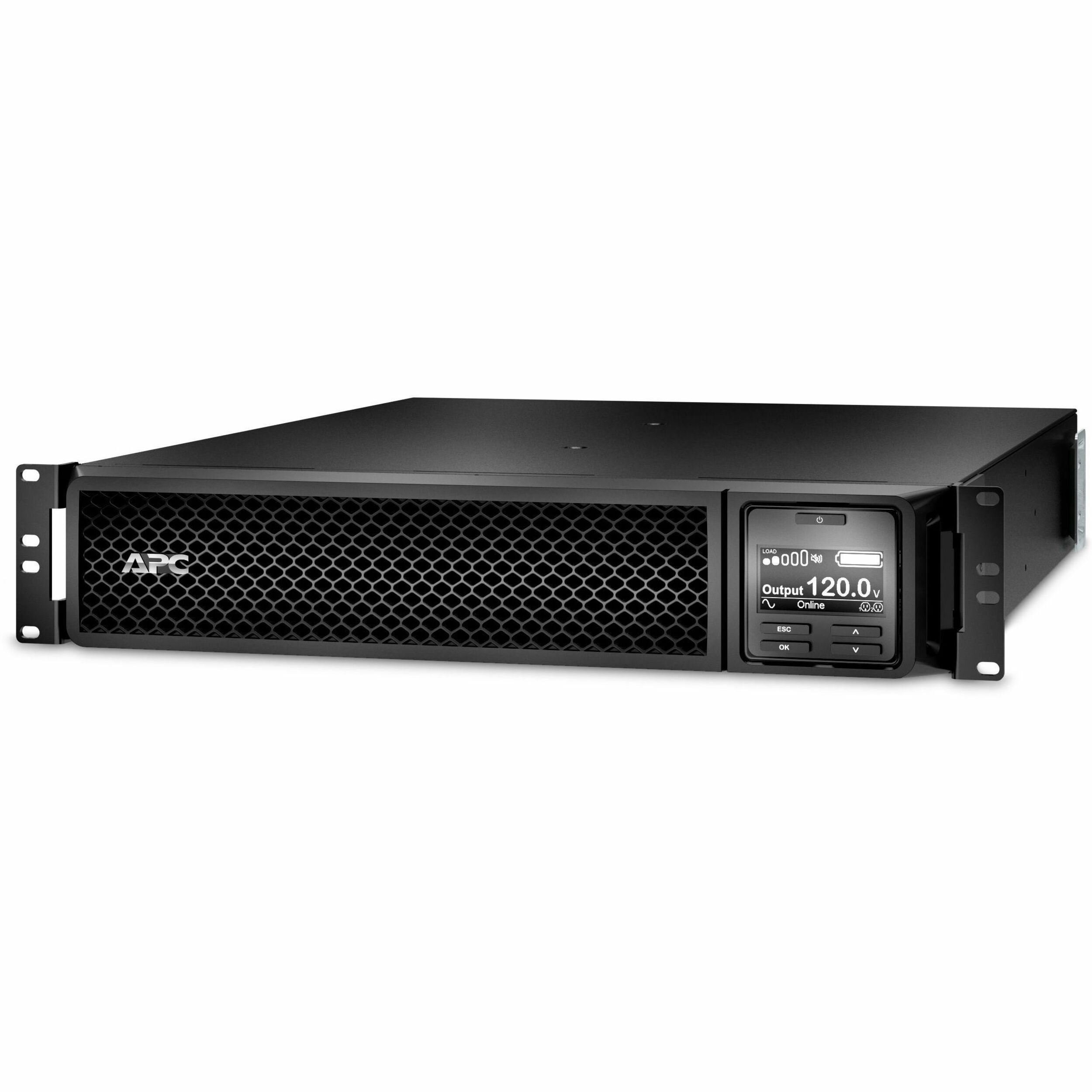 APC Smart-UPS On-Line, 1000VA, Rackmount 2U, 120V, 6x 5-15R NEMA outlets, SmartSlot, Extended runtime, W/ rail kit - SRT1000RMXLA