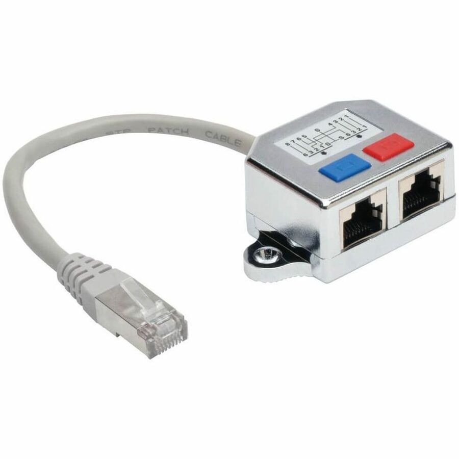 Eaton Tripp Lite Series 2-to-1 RJ45 Network Signal Splitter (M/2xF) - 10/100 Mbps Ethernet, Cat5/Cat5e, 6 in. (15 cm) - N035-001