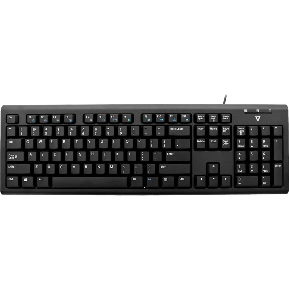 V7 USB Wired Keyboard - Black - US - KU200US