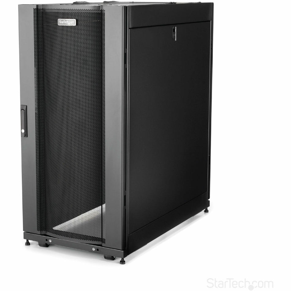 StarTech.com 4-Post 25U Server Rack Cabinet, 19" Data Rack Cabinet for Computer / IT Equipment, Home Network Rack, Half Height Server Rack - RK2537BKM